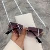 Vintage Fashion 2021 New Sunglasses Rimless Frameless Rectangle Shades Gradient UV400 Summer Traveling Sun Glasses for Women - purple - As Picture