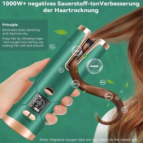Automatic Hair Curler Wireless Rotating Curling Iron LCD Screen Ceramic Heating Wave Curling Tongs Portable Curler Styler Tools - Purple