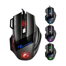 Computer Mouse Gamer Ergonomic Gaming Mouse USB Wired Game Mause 5500 DPI Silent Mice With LED Backlight 7 Button For PC Laptop - black