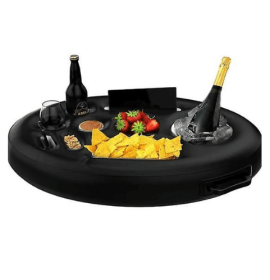 Inflatable Floating Drink And Snack Holder For Pools & Hot Tub - black