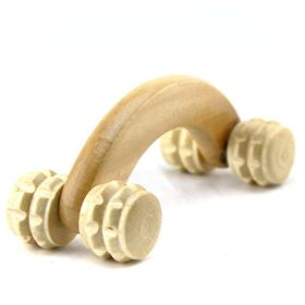 Wooden Handheld Body Roller 4 Wheels Balls Massager Arm Leg Back Foot Hand Neck Shoulder Muscle Pain Relief Massage Tool - A