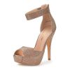 Dream Pairs Women's Sandals Summer Shoes Platform Heels Sexy High Heels Ladies Stilettos Strappy Pumps Woman Ankle Strap Shoes - CHAMPAGNE - 8.5 US