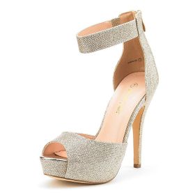 Dream Pairs Women's Sandals Summer Shoes Platform Heels Sexy High Heels Ladies Stilettos Strappy Pumps Woman Ankle Strap Shoes - GOLD GLITTER - 9.5 US