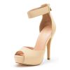 Dream Pairs Women's Sandals Summer Shoes Platform Heels Sexy High Heels Ladies Stilettos Strappy Pumps Woman Ankle Strap Shoes - NUDE NUBUCK - 5 US