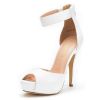 Dream Pairs Women's Sandals Summer Shoes Platform Heels Sexy High Heels Ladies Stilettos Strappy Pumps Woman Ankle Strap Shoes - WHITE PU - 6 US