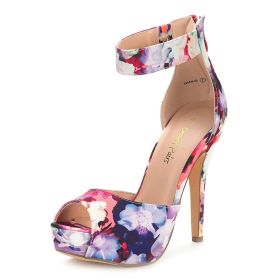 Dream Pairs Women's Sandals Summer Shoes Platform Heels Sexy High Heels Ladies Stilettos Strappy Pumps Woman Ankle Strap Shoes - FLORAL - 6.5 US