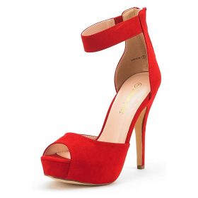 Dream Pairs Women's Sandals Summer Shoes Platform Heels Sexy High Heels Ladies Stilettos Strappy Pumps Woman Ankle Strap Shoes - RED - 11 US