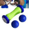 3Pcs Spiky Foot Roller Massage Ball Body Relax Pain Relief Back Leg Massager Set - Yellow