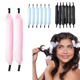 6pcs/set Soft Satin Pillow Rollers Hair Rollers Sleep Hair Styling Tools Hair Curler Rollers Magic Women Kids Curl Flexi Rods - Pink