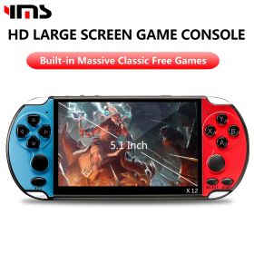 X7/X12 Plus Handheld Game Console 4.3/5.1/7.1 Inch HD Screen Portable Audio Video Player Classic Play Built-in10000+ Free Games - X12 5.1 Inch