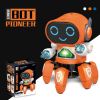 1pc Dancing Electric Six Claw Robot With Light And Music; Children's Toys - Six Claw Robot - Orange