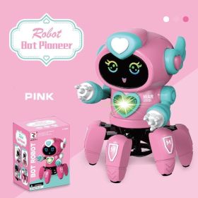 1pc Dancing Electric Six Claw Robot With Light And Music; Children's Toys - Six Claw Robot - Pink