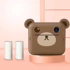 Children Instant Camera Print Camera 1080P Video Photo Digital Camera With Print Paper For Child Birthday Christmas Gift - Brown-2 rolls