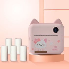 Children Instant Camera Print Camera 1080P Video Photo Digital Camera With Print Paper For Child Birthday Christmas Gift - Pink-5 Rolls
