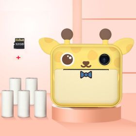 Children Instant Camera Print Camera 1080P Video Photo Digital Camera With Print Paper For Child Birthday Christmas Gift - Yellow-5 Rolls-32GB
