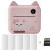 Children Instant Camera Print Camera 1080P Video Photo Digital Camera With Print Paper For Child Birthday Christmas Gift - Pink-5 Rolls-32GB