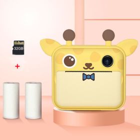 Children Instant Camera Print Camera 1080P Video Photo Digital Camera With Print Paper For Child Birthday Christmas Gift - Yellow-2 Rolls-32GB