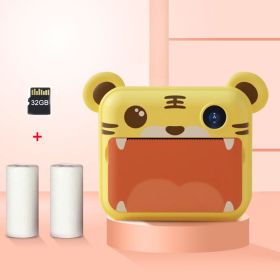 Children Instant Camera Print Camera 1080P Video Photo Digital Camera With Print Paper For Child Birthday Christmas Gift - Tiger-2 Rolls-32GB