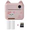 Children Instant Camera Print Camera 1080P Video Photo Digital Camera With Print Paper For Child Birthday Christmas Gift - Pink-2 Rolls -32GB
