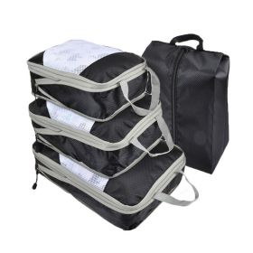 4pcs Packing Cubes Suitcase Organiser Packing Bags Luggage Organiser Set  - Black