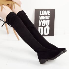 Thigh High Boots Female Winter Boots Women Over The Knee Boots Flat Stretch Sexy Fashion Shoes Black Botas Mujer 2019 - Black - 8