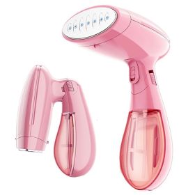 Handheld Garment Steamer Ironing Transparent Water Tank Foldable Portable Bed Sheets Travel Curtains Dormitory Pink - pink