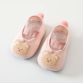 Baby Girl Cartoon Pattern Non-Slip Toddler Shoes With Tail Design Floor Socks - XS (0-6M) - Light Pink