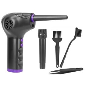 Electric Cordless Air Duster Blower Compressed Air Duster for Computer Keyboard PC Portable Rechargeable Air Blower with Built-in LED Light - Black