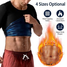 Men Heat Trapping Shirt Body Shaper Vest Pullover Sauna Sweat Suits Short Sleeve Compression Top - L_XL