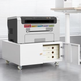 Office Copier File Cabinet, Mobile Lateral Filing Cabinet with 2 Door, Rolling File Cabinet, Printer Stand for Legal/Letter/A4 File - as Pic