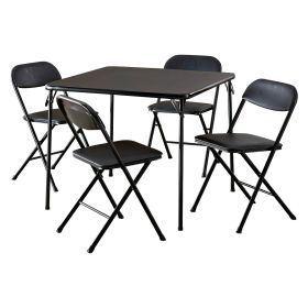 5-Piece Card Table Set, Black - 5