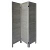 67 Inch Paulownia Wood Panel Divider Screen, Shutter Design, 3 Panels, Distressed Gray - as Pic