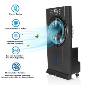 Humidifier and Misting Fan with Remote Control; 3 Speed Settings; with 2.5L Water Tank; with Automatic Shut-off Timer; Indoors; Black - as Pic