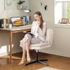 Armless Office Desk Leather Chair with No Wheels - as Pic
