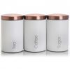 MegaChef Essential Kitchen Storage 3 Piece Sugar;  Coffee and Tea Canister Set in Matte Gray - White