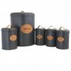 MegaChef Kitchen Food Storage and Organization 5 Piece Canister Set in Grey - Gray