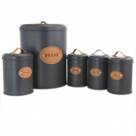 MegaChef Kitchen Food Storage and Organization 5 Piece Canister Set in Grey - Gray