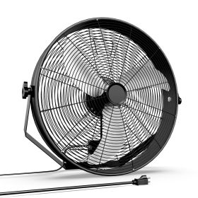 InfiniPower 18 Inch High Velocity Wall Mount Fan with Rack, 3 Speed Industrial/Commercial Metal Ventilation Fan - as Pic