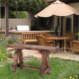 Wooden Garden Patio Bench With Retro Etching; Cappuccino Brown - UPT-69623