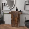 3-Layer Beauty Salon Storage Cabinet Hairdressing Tool Styling Station w/ 6 Hair Dryer Holders;  2 Drawers and 1 Cabinet - Rustic Brown