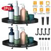 2Pcs Corner Shower Caddy Shelf Adhesive Bathroom Storage Racks - Black