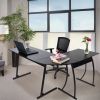 L Shaped Corner Computer Gaming Desk 58" L x 44" W Modern Workstation Table for Small Space Home Office;  Black - Black Desktop & Grey Leg
