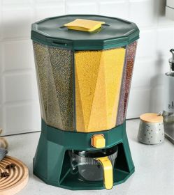 4-Grid Rice Dispenser Rotatable Sealed Grain Food Storage Box Rice Bucket - Green