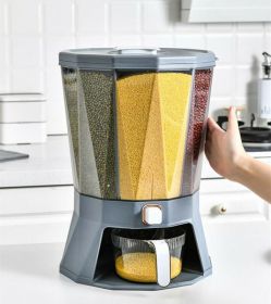 4-Grid Rice Dispenser Rotatable Sealed Grain Food Storage Box Rice Bucket - Grey