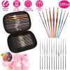 22Pcs Multi-Color Crochet Hook Needles Aluminum Handle Sewing Kit DIY Hand Knitting Craft Art Tools - Multi-Color
