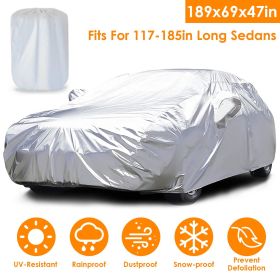 189x69x47in Full Car Cover All Weather UV Protection Automotive Cover 170T Outdoor Universal Full Cover - Silver