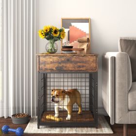 Furniture Dog Crates for small dogs Wooden Dog Kennel Dog Crate End Table, Nightstand - Rustic Brown