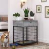 Furniture Dog Crates for small dogs Wooden Dog Kennel Dog Crate End Table, Nightstand - Grey