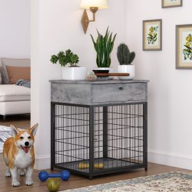 Furniture Dog Crates for small dogs Wooden Dog Kennel Dog Crate End Table, Nightstand - Grey