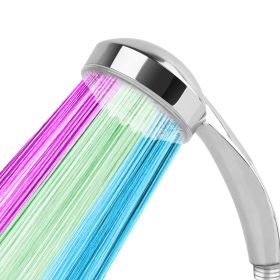 LED Shower Head Handheld Color-Changing Automatically Hydropower without Batteries - Silver